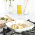 thumbnail image 2 of Martha Stewart 10" Linen Ceramic Nonstick Square Grill Pan with Gold Handle, 2 of 8
