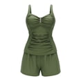 thumbnail image 4 of VISALY Womens Tankini Swimsuits 2 Piece Ruched Tankini Bathing Suits Tummy Control Bathing Suit with Pocket Boyshorts Push Up Bathing Suits V-Wire Swimsuits 2026 Beach Swimwear Blackish Green L, 4 of 8
