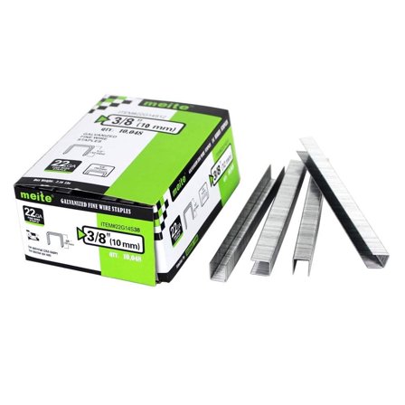 MEITE 22GA 14 Series Galvanized Staples, 13/32" Crown 3/8" Length for Upholstery 10,048 Pcs/Box(2 Boxes)