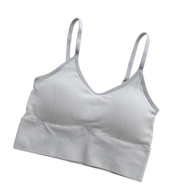 sweethay Mujeres Sexy Crop Tops Tube Top Sujetador sin costuras Lencería deportiva Elástico Push Up Sports Bralette Tank Ropa interior gris sweethay AP000318-03