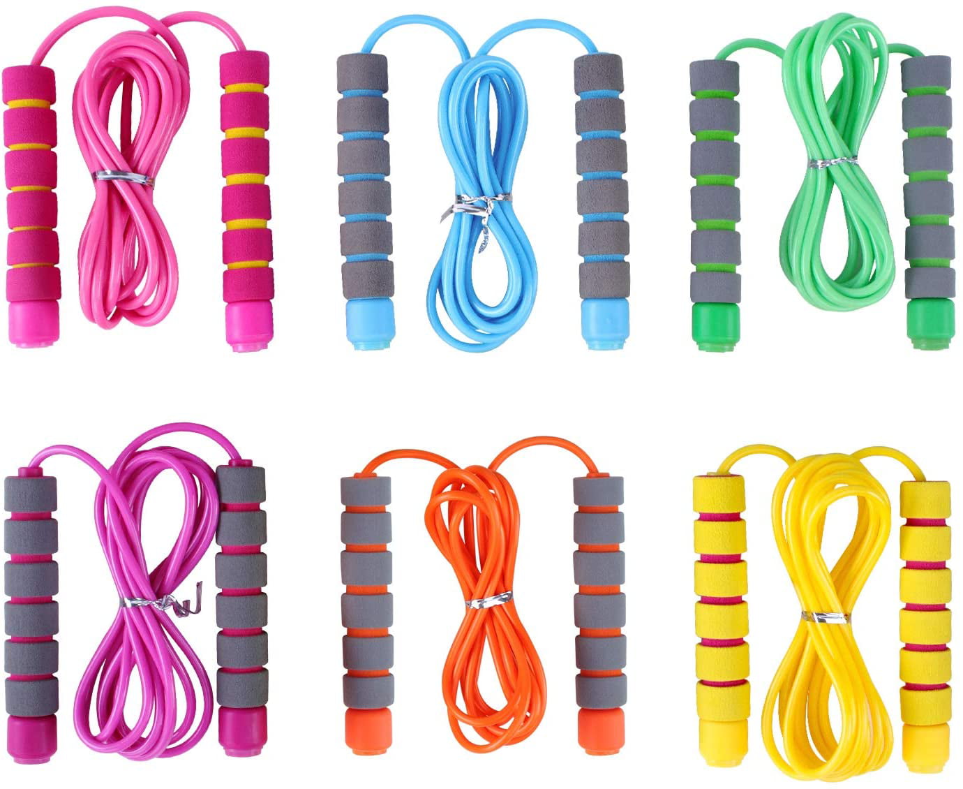 Jump Rope for Kids 6 Pack Adjustable Soft Skipping Rope Training Outdoor Activity Segmented Fitness Skipping Rope for Boys Girls 