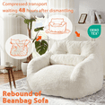 thumbnail image 3 of Ebenchico 3.8ft Oversized Bean Bag Chair for Adults Teens Kids, Beanbag Chairs with Pillow, Reading Gaming Relaxing Chair, White, 3 of 15