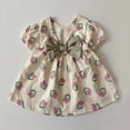 thumbnail image 5 of Teylalorva Girls Floral Dress, Short Sleeve Cute Bow Flowy A-Line Summer Casual Midi Dress Beige Size 2, 5 of 7