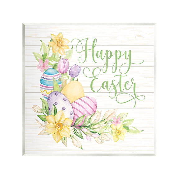 Stupell Industries Happy Easter Daffodils Holiday Painting Unframed Art Print Wall Art, 12 x 12