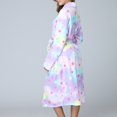 thumbnail image 4 of XIAONU Womens Plush Robe Relaxed Fit Geometric Print Sleepwear Warm Stylish Loungewear Gown, 4 of 7