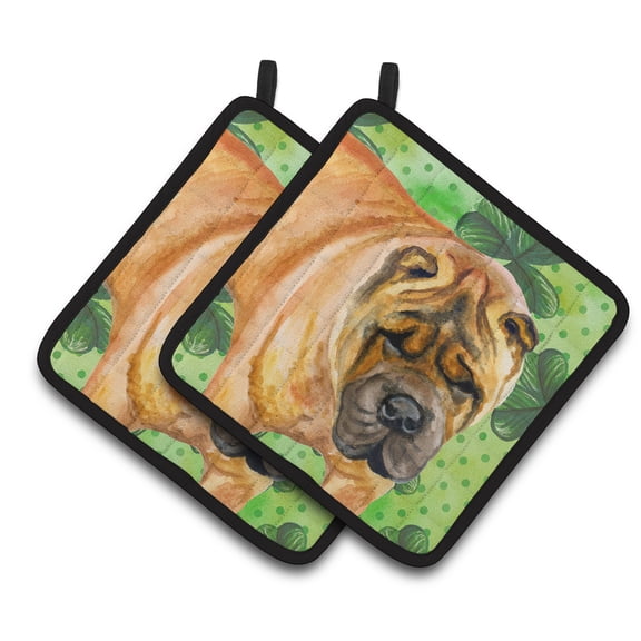 Shar Pei St Patrick's Pair of Pot Holders