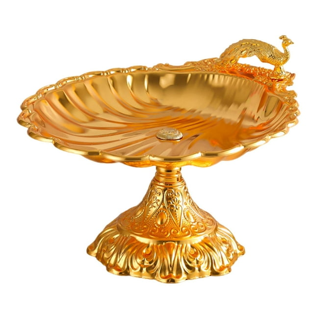 Bandeja redonda multiusos para aperitivos y frutas, elegante y práctica para servir magdalenas, ideal para centro de mesa, restaurante, sala de estar Gran oro