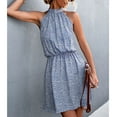 thumbnail image 2 of Vestido corto con cuello Halter y lazo en la espalda, vestido elegante de verano con estampado Floral y cintura elástica para citas, 2 of 6