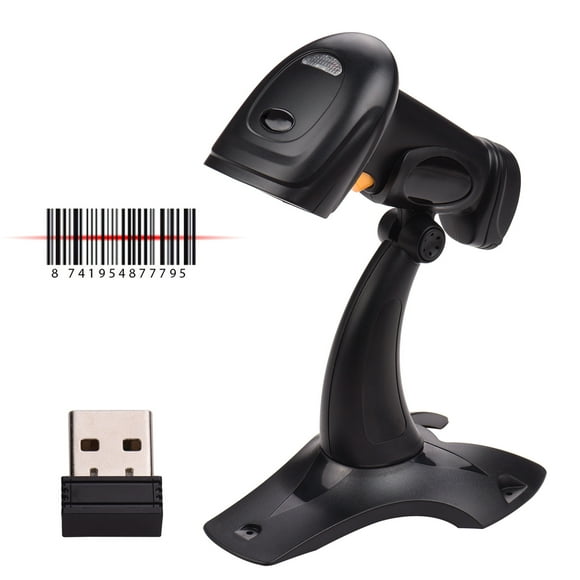PEPISKY Lecteur de Codes-Barres Portatif Sans Fil 2,4 g avec Support de Câble USB