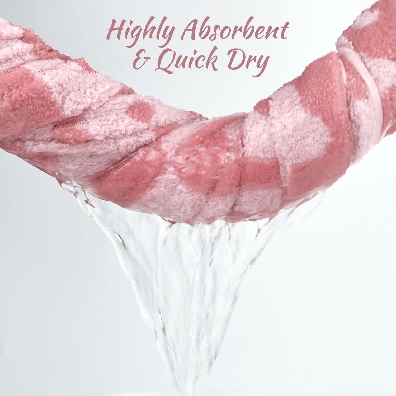 2-Pieces Luxury Bath Towels Checkered Floral, Pink Shower Towel for Women Girls 27.5x55 Inches, 100% Cotton Absorbent Body Towels