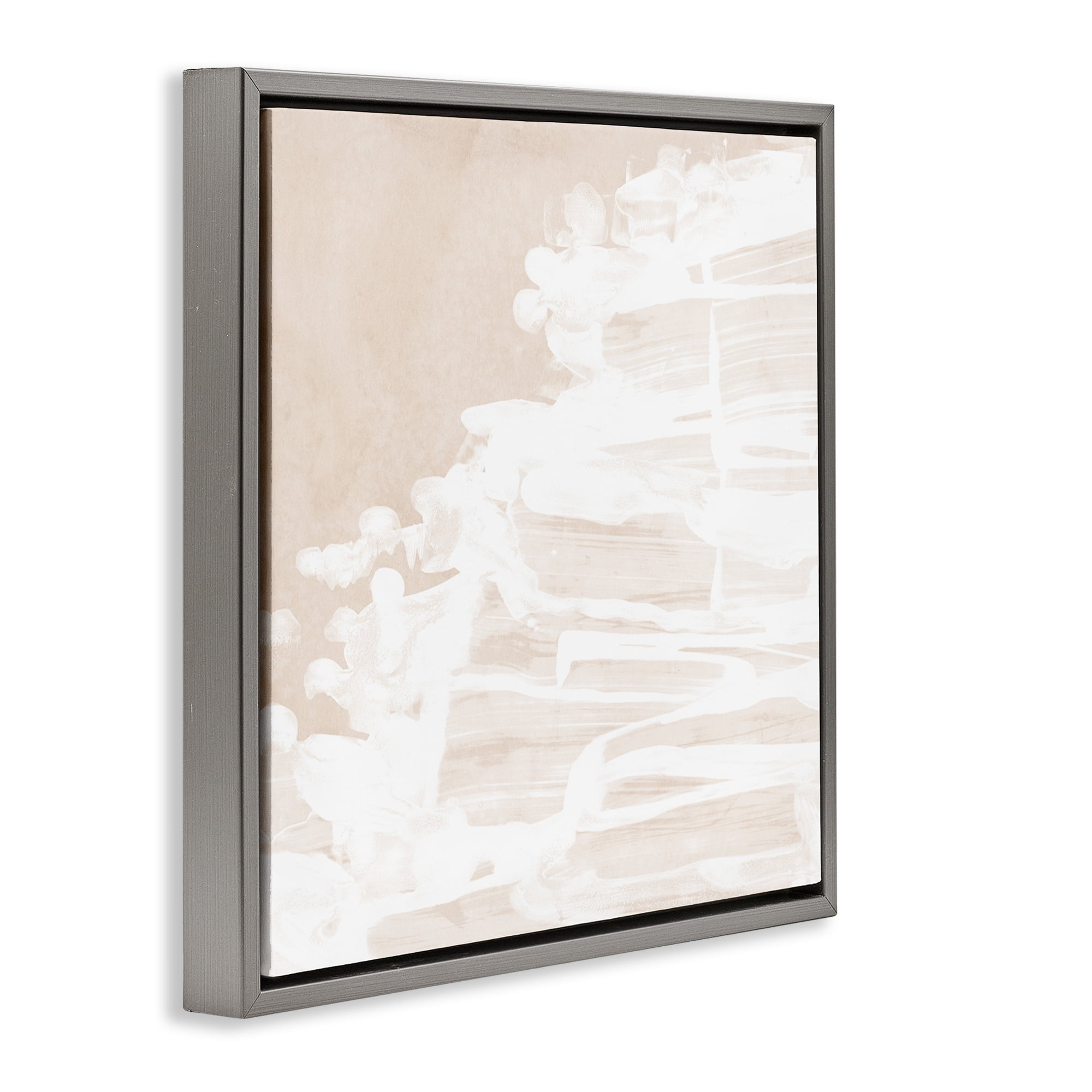 Stupell Industries Abstract Beach Splash Abstract Painting Gray Floater Framed Canvas Art Print Wall Art, 18 x 18