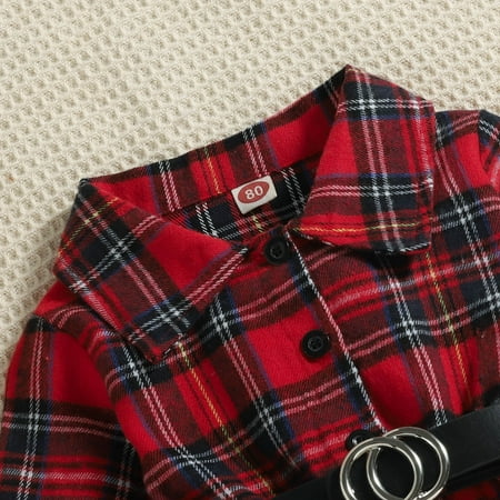 

Cathalem Dress Girls Kids Toddler Girls Long Sleeve Ruffles Plaid Prints Dress Belt Set Girls Size 8 Dress Dress Red 6-12 Months