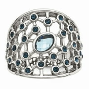 Chisel Stainless Steel Women's Polished Blue Glass and Preciosa Crystal Fashion Ring, Size 6