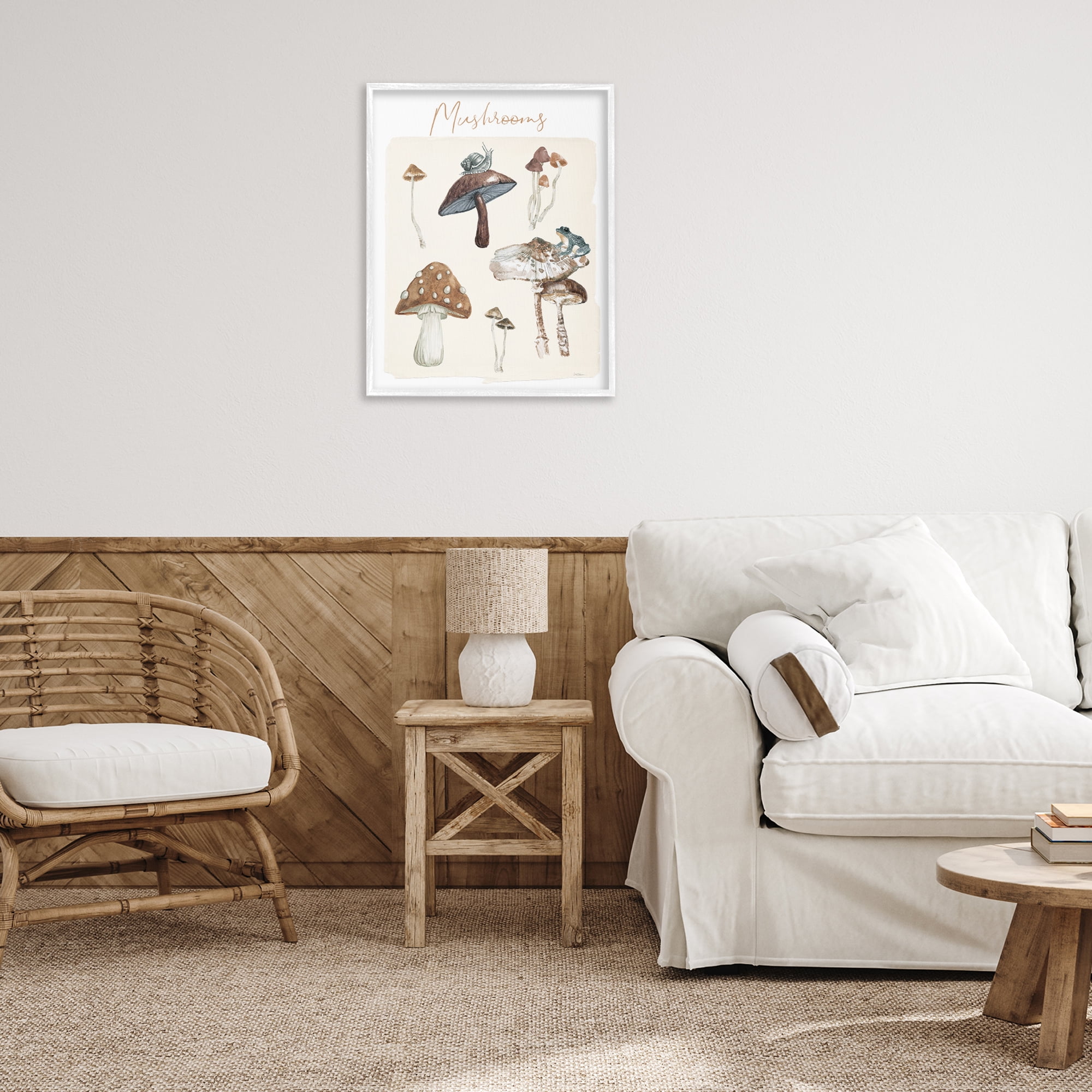 Stupell Industries Assorted Mushrooms Study Botanical & Floral Painting White Framed Art Print Wall Art, 24 x 30