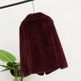 thumbnail image 4 of Duoif Faux Fur Coat Women Plush Coat Winter Thicken Warm Solid Overcoat Outercoat Fashion Cardigan Womens Winter Coats Wine M, 4 of 6