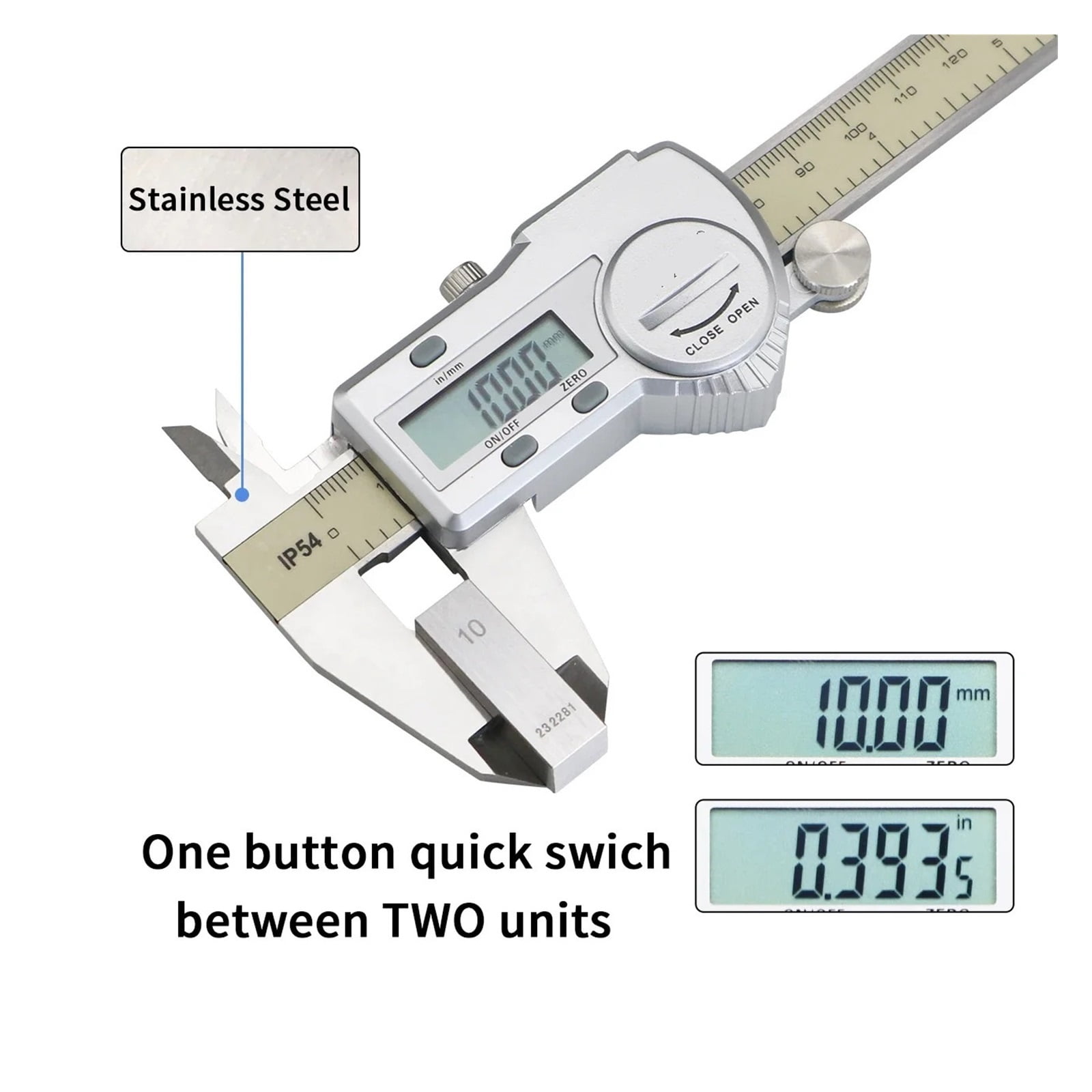 Digital Caliper 0-150 Mm/6" Stainless Steel Digital Caliper Vernier Caliper Gauge Micrometer Electronic ,Easy to Use