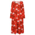thumbnail image 4 of Women's Fall Dresses 2022 Button up V-Neck Loose Long Sleeve Dress Casual Christmas Print Cocktail Dresses with Pockets, 4 of 5