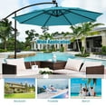 thumbnail image 3 of Costway 10 Ft Patio Solar LED Offset Umbrella 40 Lights Crank Base Turquoise, 3 of 10