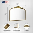 thumbnail image 5 of Swafrrt 36 x 30 Inch Antique Gold Arched Bathroom Mirror Vintage Baroque Decorative Wall Vanity Mirror with Aluminum Alloy Frame and Tempered Glass, 5 of 10