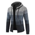 thumbnail image 2 of Men's Knitted Jacket Stand Collar Full-Zip Hooded Fleece Sweatshirt, 2 of 4