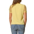 thumbnail image 3 of INSPIRE CHIC Women's Bow Tie Neck V Neck Stand Collar Short Mesh Sleeve Blouse S Yellow, 3 of 6