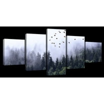 Elephant Stock Calming Forestscape Wall Art - Horizontal Multi Panel Canvas - 5 Pieceliving Room Wall Decor - Photography Wellness Multi Panel - Brown And Gray Decor - 29" x 12"