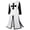 White-B, variant on WREESH Halloween Robe Men's Solid Color Fashions Long Sleeve Long Slit Girdle Round-Neck Blouse White