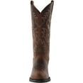 thumbnail image 3 of Mens Brown Cowboy Boots Classic Embroidered Snip Toe Wide Calf Mid-Cylinder Leather Country Western Boots Men's Work Boots, 3 of 5