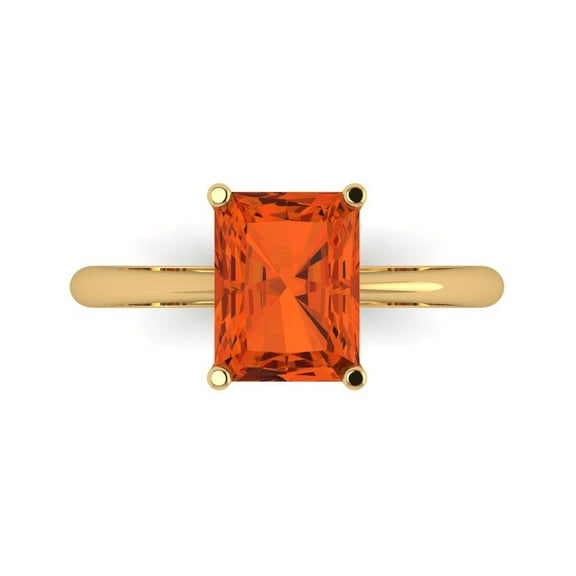 Clara Pucci 14K Yellow Gold 2.5ct Red Solitaire Ring for Women