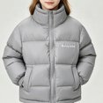 thumbnail image 3 of Teylalorva Girls Outerwear Jackets Stand Collar Zip Up Thick Warm Puffer Coat Long Sleeve Winter Outerwear（1-11） Gray Size 11, 3 of 8