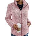 thumbnail image 1 of Colisha Ladies Plain Work Overcoats Zipper Zip Up Fleece Jacket Warm Stand Collar Coat Pink XL, 1 of 3