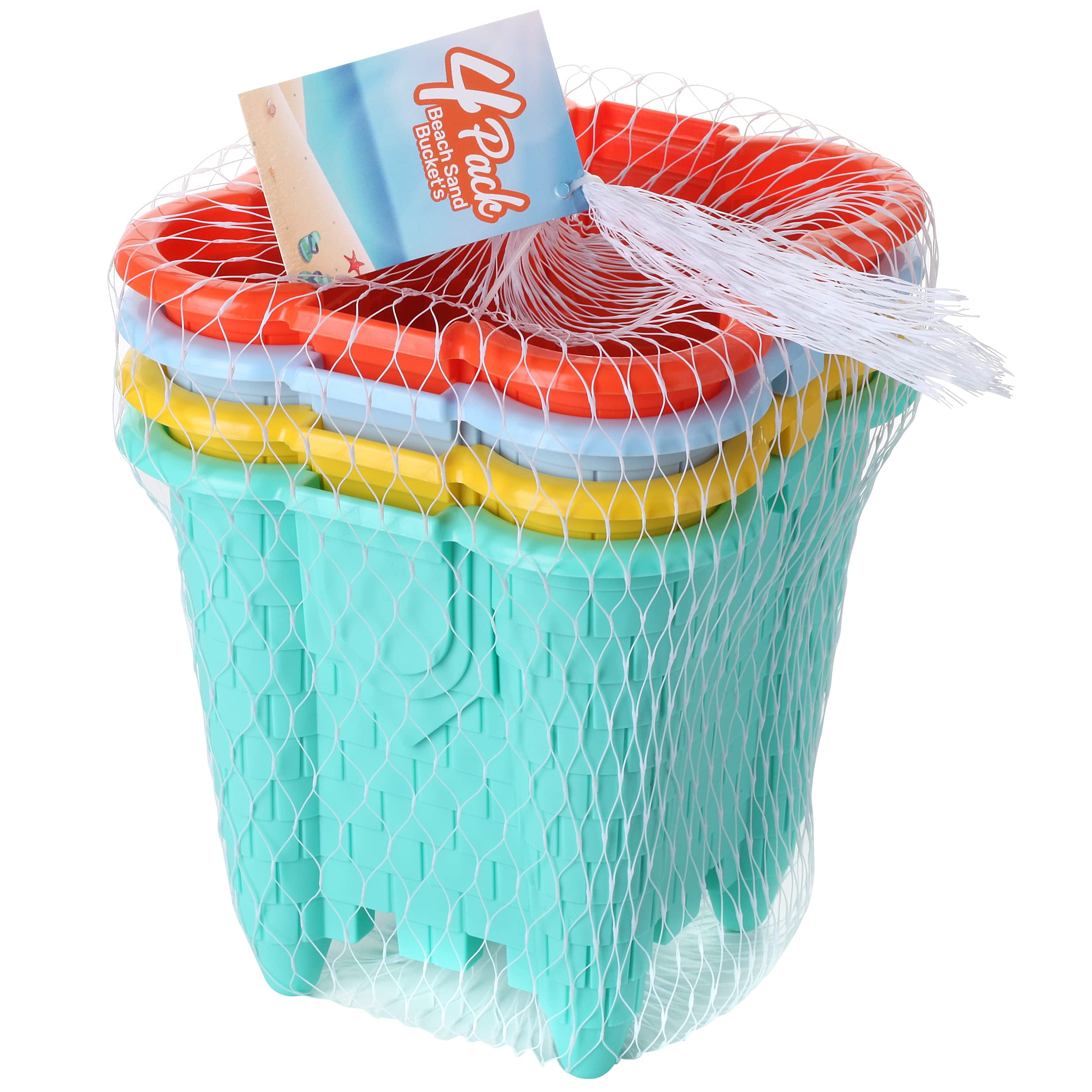 Dazmers 4 Pack Sand Castle Beach Bucket Molds, Colorful Kids Beach Toys