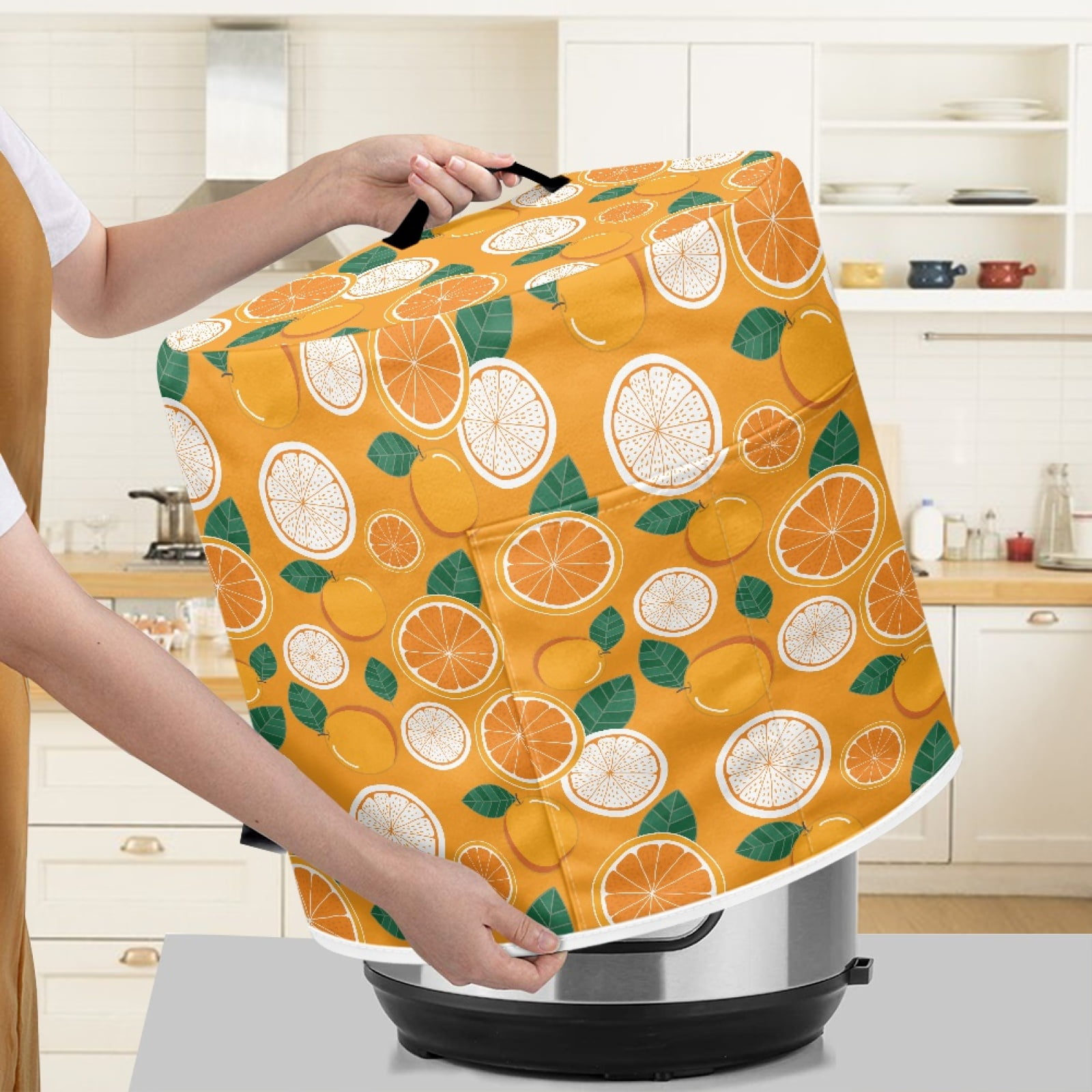 Xoenoiee Orange Fruit Pattern Kitchen Appliance Dust Cover with Pockets