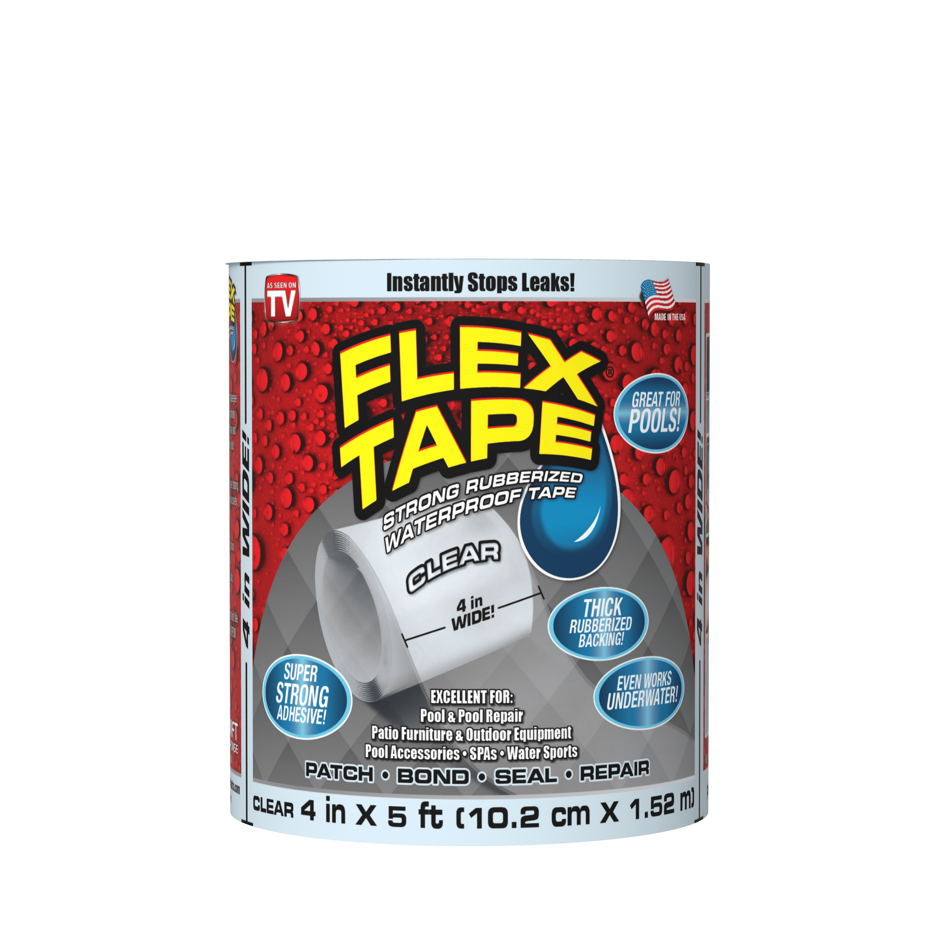 Rubberized Waterproof Tape, The Original Fix Tape Clear, 4in x 5ft 