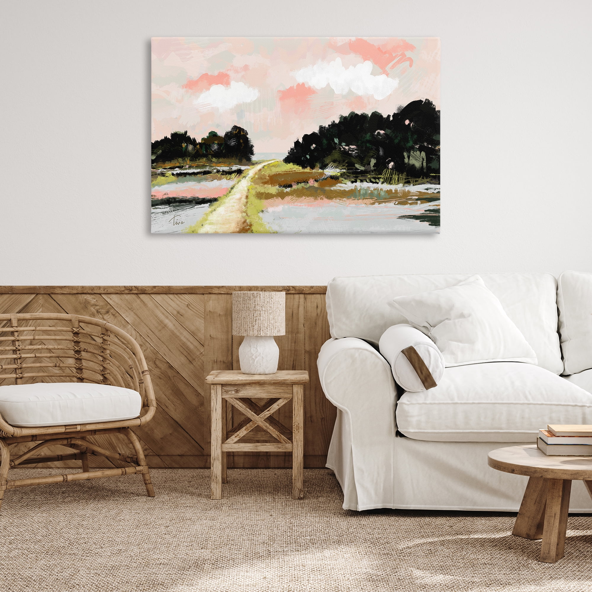 Stupell Industries Nature with Blush Sunrise Landscape & Nature Painting Wrapped Canvas Art Print Wall Art, 45 x 30