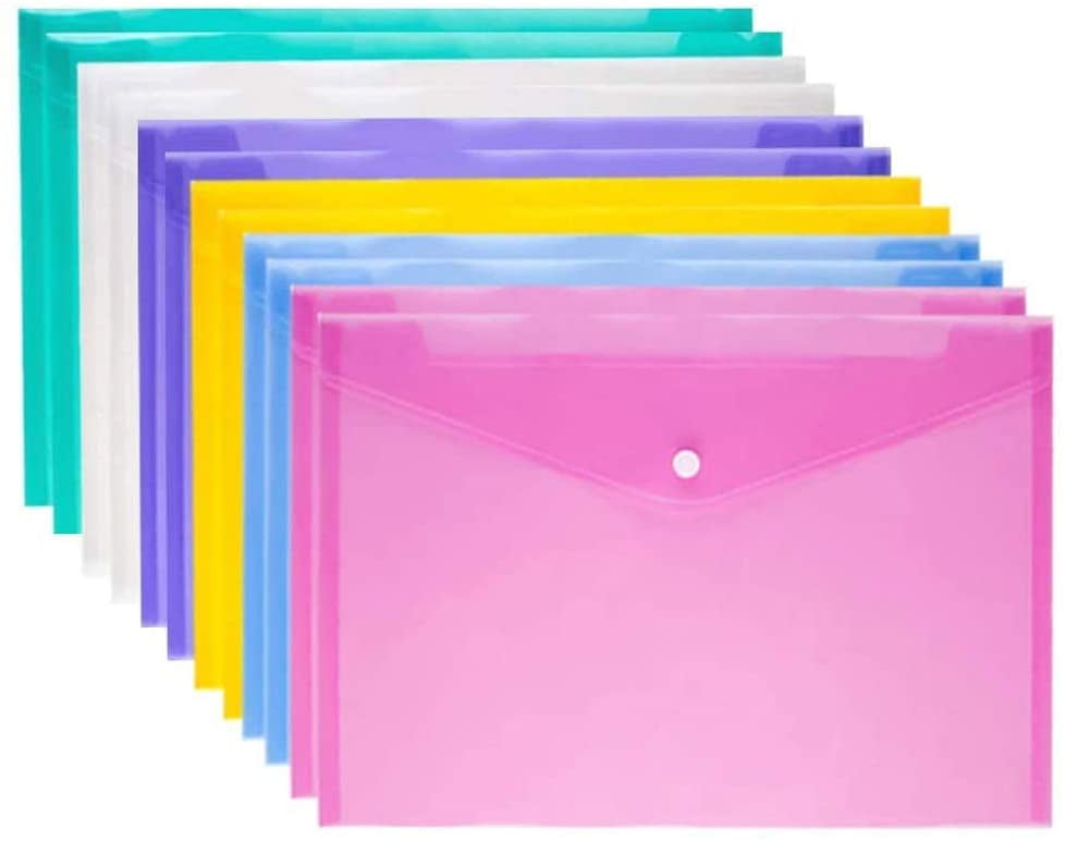 10PCS Expandable File Folders Plastic Portfolio Document US Letter A4 Size Envel