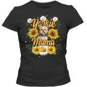 Womens Sunflower Yorkie Mom Dog Lover Gifts T-Shirt Adult Ladies Classic Tees