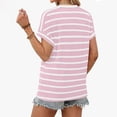 thumbnail image 6 of Posijego Women's Tops Striped Short Sleeve T-Shirts Summer Crew Neck Casual Loose Basic Tee Shirts for Ladies, 6 of 7