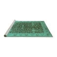 thumbnail image 2 of Ahgly Company Machine Washable Indoor Rectangle Oriental Turquoise Blue Industrial Area Rugs, 2' x 5', 2 of 4