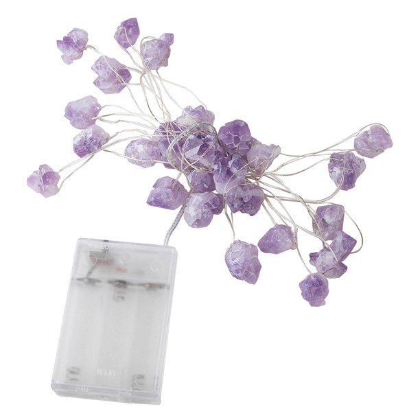 Guirnalda de luces de hadas colgantes, 30 piedras, cuentas de luz, luz nocturna para festivales de Acción de Gracias, cumpleaños, adorno de Halloween Caja de color morado mayimx Luces de cadena