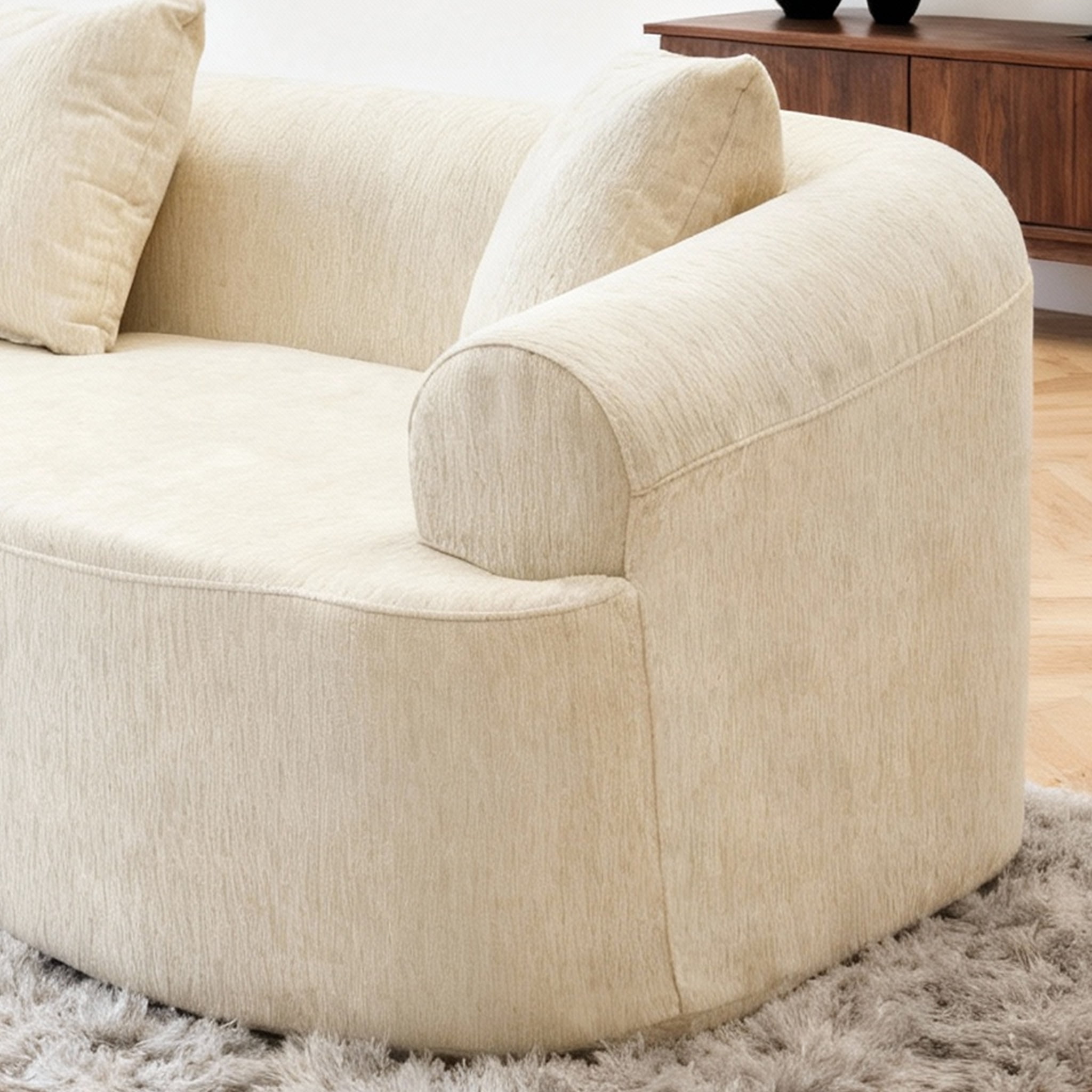 106" Wide Curved Modular Sectional Sofa, No Assembly Chenille Cloud Couch with Medium-Firm Support