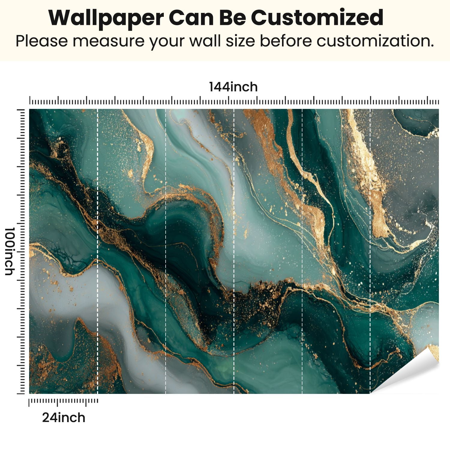 Peel and Stick Wallpaper Green Gold Abstract Marble Gold Foil Emerald Green Dark Green Modern Modern Art Wall Mural Decor Self Adhesive and Removable 100in x 144in