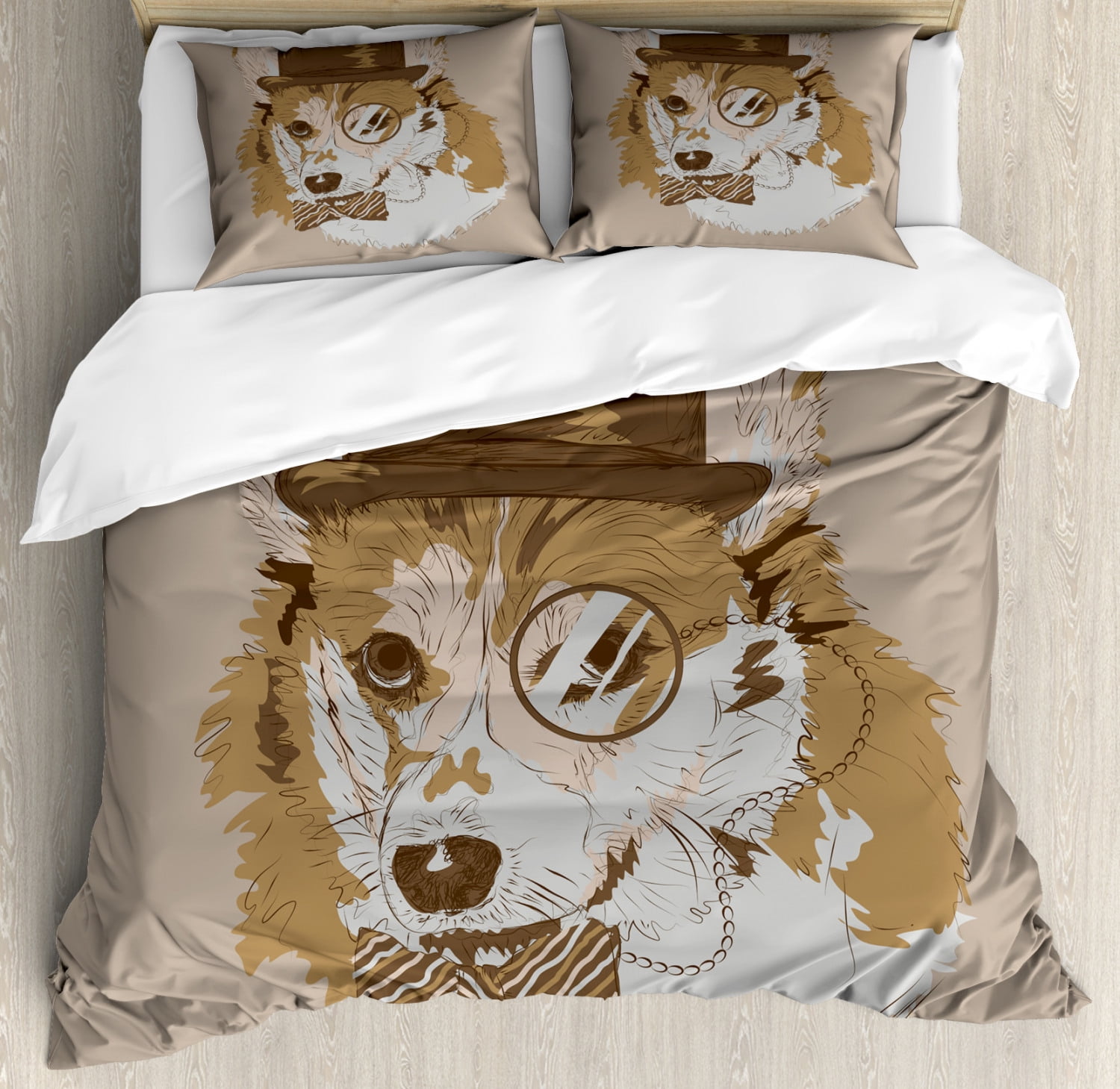 Corgi Multi Pattern Print Duvet Cover Bedding Set