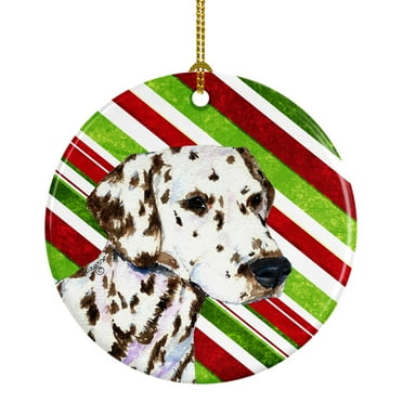 Carolines Treasures SS4538-CO1 Dalmatian Candy Cane Holiday Christmas Ceramic Ornament 3 in multicolor