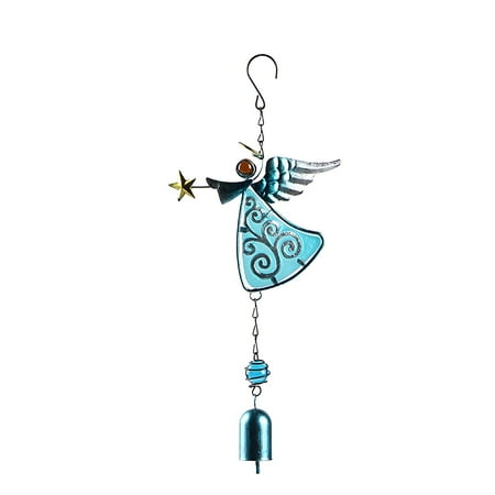 Metal Angel Wind Chime Hanging Decoration Ornament Bells Wing Angel Bell Decorative Hanging Bells Gifts For Home Garden Decor Crafts Cape Craftsmen Wind Chimes