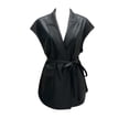thumbnail image 3 of Letdown Women's Casual Leather Vest Lightweight Sleeveless Lapel Collar Drawstring Jackets Casual Fall Trendy Coat Outerwear, 3 of 5