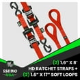thumbnail image 4 of Rhino USA 1.6" x 8' Heavy Duty Ratchet Tie-Down Set with S Hooks - 5,208lb Break Strength (Red 2pc), 4 of 7