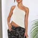 thumbnail image 4 of Gibobby Mujeres un hombro Top sin mangas Slim Fit Tank Top Sexy Streetwear blusa Tops(Blanco,G), 4 of 5