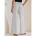 thumbnail image 4 of DARING DIVA Women's Stripe Casual Drawstring Wide Leg High Waist Pants XS White, 4 of 6