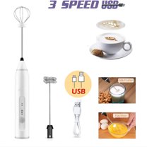RyhaPaper Electric Milk Frother Handheld Milk Foamer with Rechargeable Coffee Frother 3 Speeds Milk Whisk 2 in 1 Egg Beater Perfect for Coffee, Latte, Cappuccino, Black